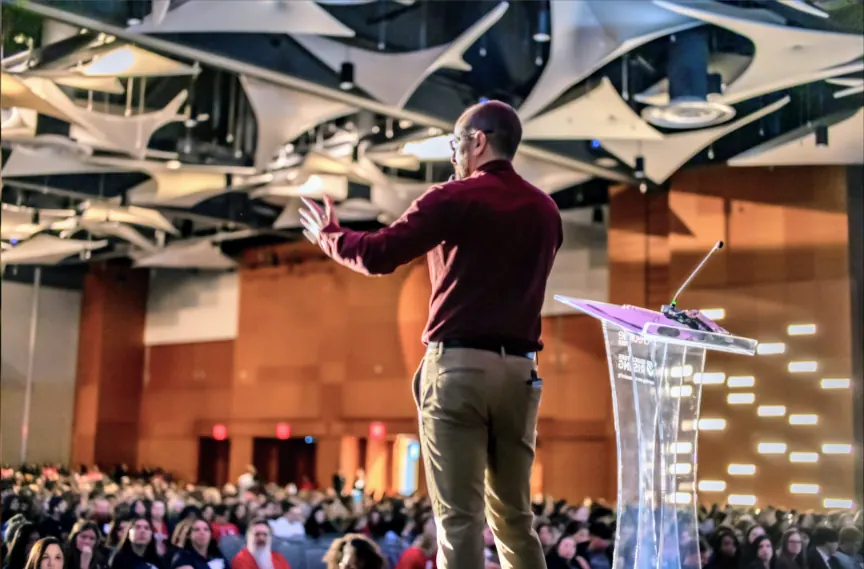 Mike speaking at the Phoenix Convention Center to 2,000 students